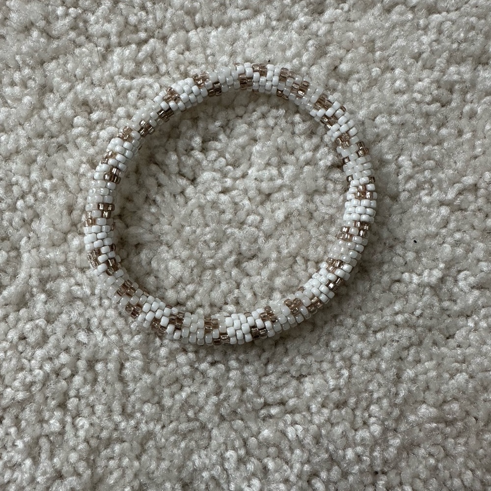 Lily & Laura Beaded Bracelet in White and Rose Gold